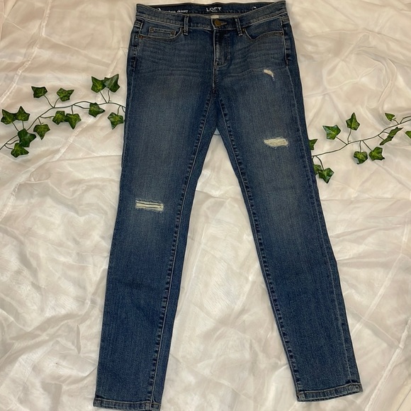 LOFT BY ANN TAYLOR • MODERN SKINNY JEAN • SIZE 2 • NEW WITHOUT TAGS • DARK WASH - Picture 4 of 12